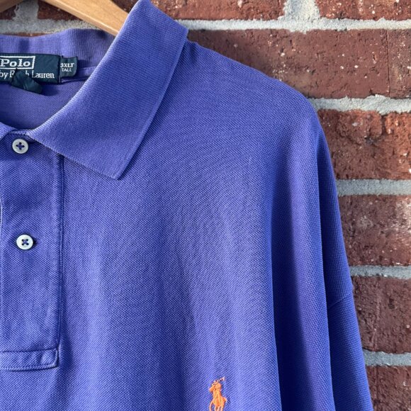 Polo Ralph Lauren 3XLT Purple Mesh Polo Orange Pony - Picture 4 of 7